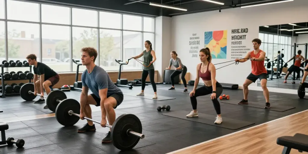 Group workout scene highlighting mk 677 swiss chems athletes engaging in fitness activities.